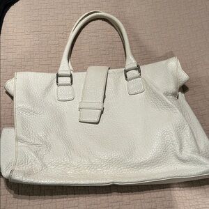 White Leather Tote Bag